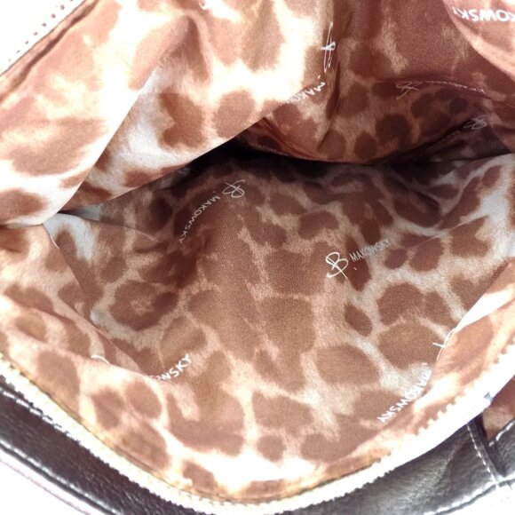 B. Makowsky Gold Metallic Trun-Lock Bucket Crossbody Bag - Picture 8 of 12